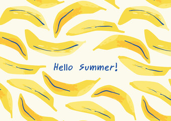 Hello summer. Vector illustration of abstract bananas. Design for poster, card, flyer, cover and other
