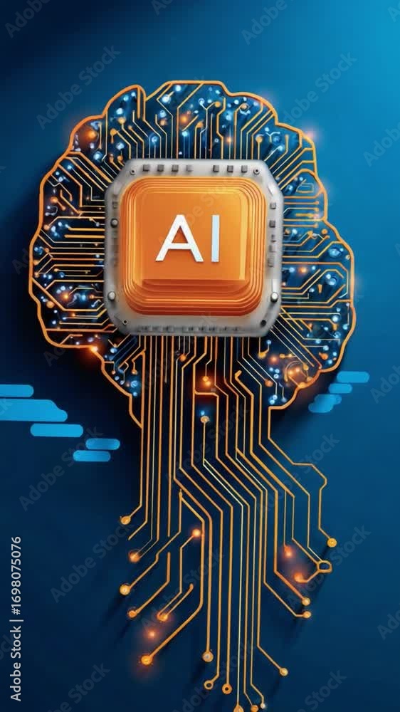 Poster digital brain of tomorrow: an advanced, high-tech depiction of artificial intelligence, with a lumin