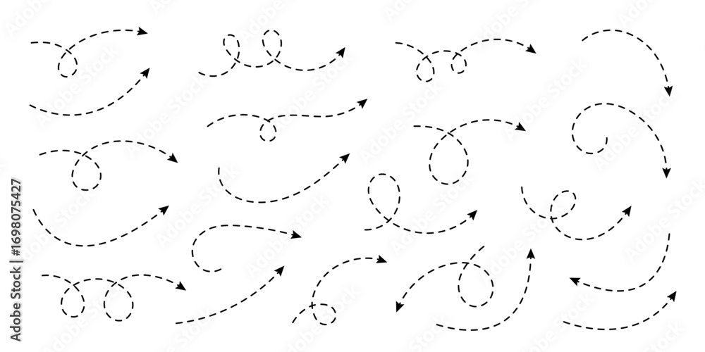 Poster curved arrows with dashed lines collection