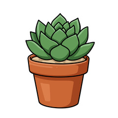 Fototapeta premium Cartoon Succulent Plant in Terracotta Pot Illustration.