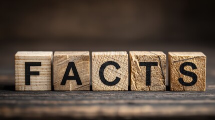 Closeup of Wooden Block with Striking Facts Text, Perfect for Modern and Minimalist Designs, Inspiring Creativity and Intellectual Curiosity.