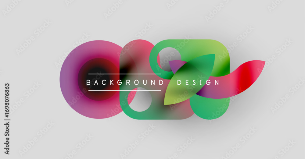 Aufkleber abstract colorful shapes overlap, creating dynamic background. text reads background design centered