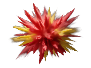 Dynamic Explosion of Red and Yellow Powder, Evoking the Colors of the Spanish Flag, on Transparent Background
