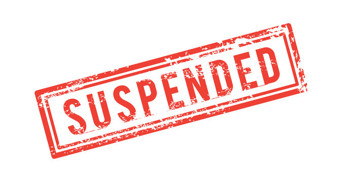 red rubber stamp, written suspended