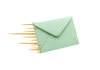 Fast email delivery green envelope with gold streak