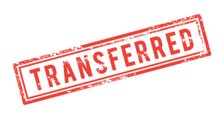 red rubber stamp, written, transferred