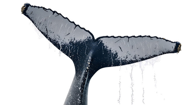 Humpback whale tail with water dripping isolated PNG with Transparent Background