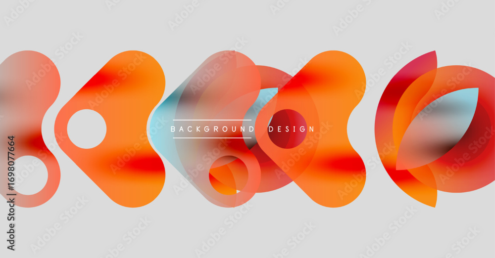 Poster abstract shapes overlap, creating vibrant orange, red tones. minimalist design with text background 