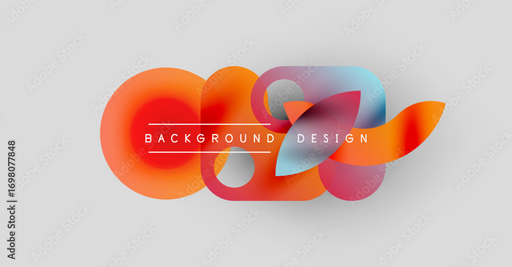 Poster abstract colorful shapes overlap, creating dynamic background. text reads background design centered