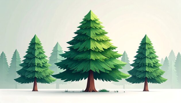Forest of stylized Christmas trees
