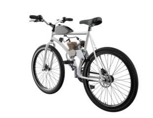 High-Resolution Motorized Bicycle with Petrol Engine Kit - Isolated Gas Powered Push Bike on Transparent HD Background, Ideal for Urban Commuter Design Assets and DIY Personal Transport Projects.