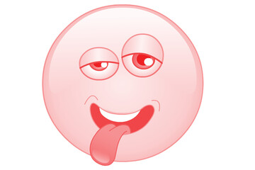 Grotesque red egg character with googly eyes and drooling tongue isolated on transparent background