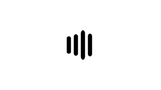 Bar variations black and white loading animation. Music sound waves outline 2D cartoon preloader, flat element 4K video loader motion graphic