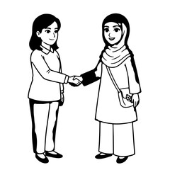 Two women shaking hands