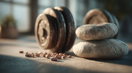 Balanced Strength: Weights, Stones, and Supplements for Holistic Well-being