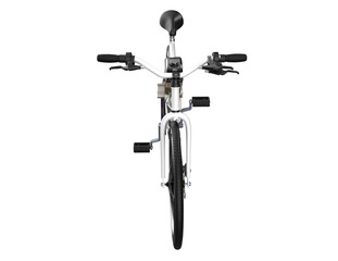 Isolated Studio Quality Image: White Frame Motor Assisted E-Cycle Kit. Modern Urban Commuting and Sustainable Transport Solution; Alternative Commuter Vehicle Technology, Custom Cycling Equipment Zero
