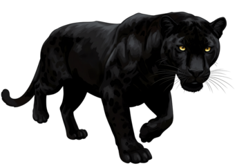 Majestic Black Panther Powerful Wildlife Photography isolated on transparent background