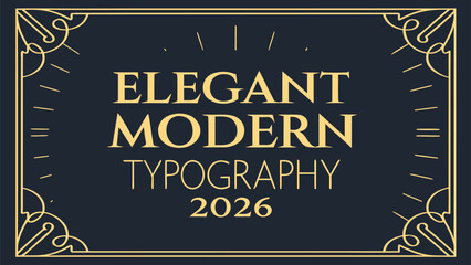 Luxury Golden 2026 Typography with Modern Elegant Style and Glowing Frame Vector Illustration