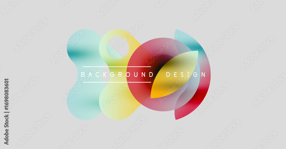Poster abstract colorful circles overlap, creating dynamic background design. text reads background design 