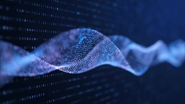 Abstract blue technology motion background featuring a digitally rendered wave effect