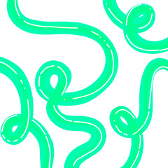 Vibrant neon hand drawn swirling lines abstract art pattern organic glowing neon green abstract design isolated on transparent background Hand Draw Line ART