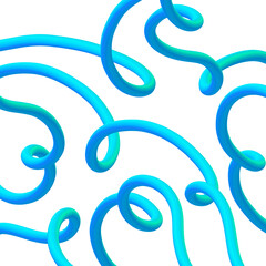 Vibrant hand drawn blue swirls abstract art pattern organic flowing lines psychedelic visuals whimsical doodle creative digital design isolated on transparent background Hand Draw Line ART