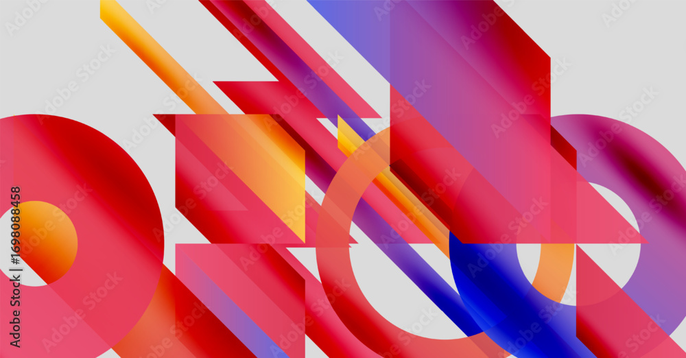 Poster abstract composition. overlapping shapes, vibrant colors, dynamic gradients create modern visual exp