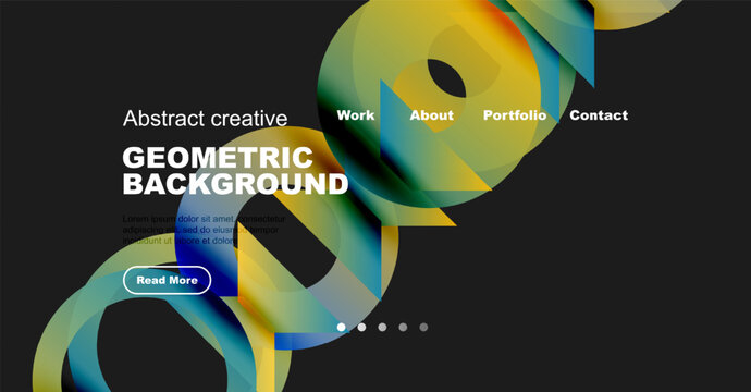 Abstract geometric background design. Vibrant colors, flowing shapes, website header elements present. Minimalist aesthetic. - Powered by Adobe
