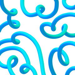 Vibrant abstract hand drawn swirls and curves in bright blue neon lighting on a dark canvas background isolated on transparent background Hand Draw Line ART