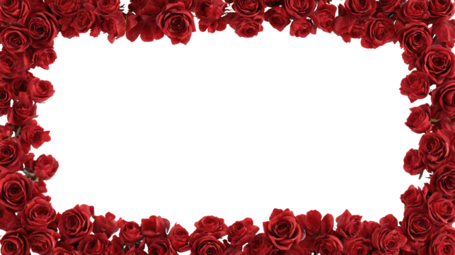 Red rose border framing a black background