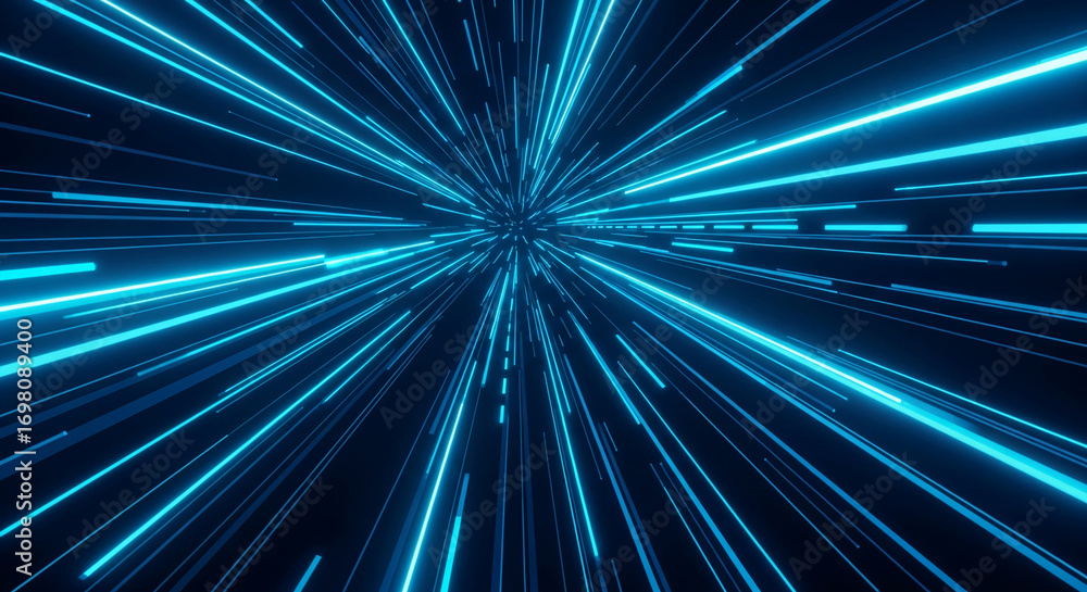 Aufkleber abstract image of blue glowing lines radiating outwards, creating a dynamic and futuristic effect sy