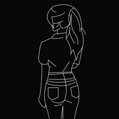 Modern Girl Outfit Outline Illustration