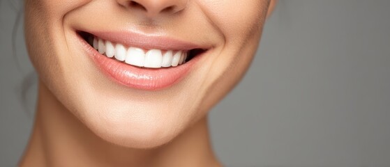 Obraz premium The Smile of a Woman Showing Bright White Teeth and Healthy Gums