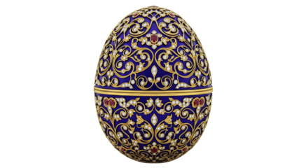 Ornate patterned egg, isolated on transparent background
