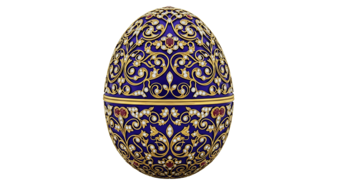 Ornate patterned egg, isolated on transparent background
