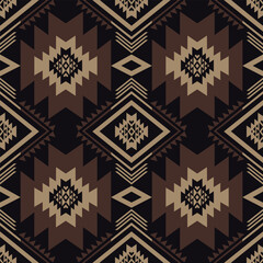 Bold aztec southwestern Navajo design. Vector brown aztec southwestern navajo geometric shape seamless pattern. Ethnic geometric pattern use for fabric, textile, home decoration elements, upholstery.