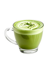 Glass Cup of Fresh Matcha Latte