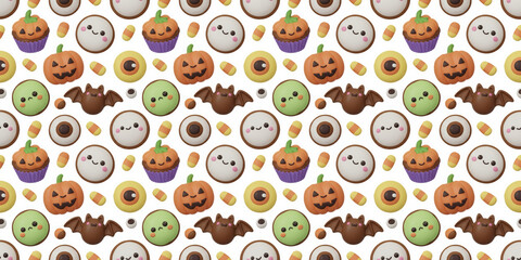 Adorable Halloween Treats Seamless Pattern