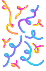 Vibrant hand drawn abstract swirls colourful liquid paint splatter strokes energetic flowing art digital illustration isolated on transparent background Hand Draw Line ART