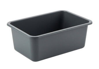 Gray plastic storage container empty box rectangular shape transparent background