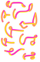 Vibrant hand drawn abstract arrows and shapes digital art with neon glow effect perfect for creative design projects isolated on transparent background Hand Draw Line ART