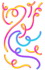 Obraz premium Vibrant abstract hand drawn swirls and lines dynamic colourful digital art illustration for festive backgrounds celebration designs isolated on transparent background Hand Draw Line ART