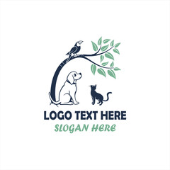 Fototapeta premium Pet Care Logo – Dog, Cat, and Bird Veterinary Animal Wellness Symbol
