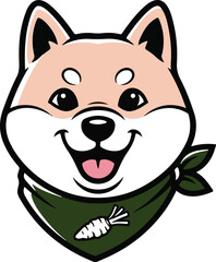 Fototapeta premium Kawaii Shiba Inu Dog Face Vector Mascot