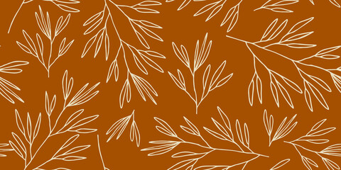 Botanical Branches Terracotta Texture Pattern