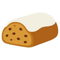 Stollen germany fruit bread flat color vector illustration template design