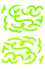 Vibrant abstract hand drawn lines pattern graphic design neon green fluorescent energy flow art illustration element isolated on transparent background Hand Draw Line ART