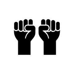 Obraz premium black fists raised in solidarity and protest. set of hand gestures