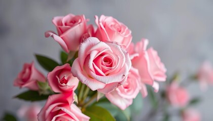 Fototapeta premium Softly blurred pink roses create a romantic backdrop, romantic background, floral