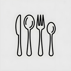 Minimalist Cutlery Line Art for Dining, Restaurant, and Food Decor Coloring page